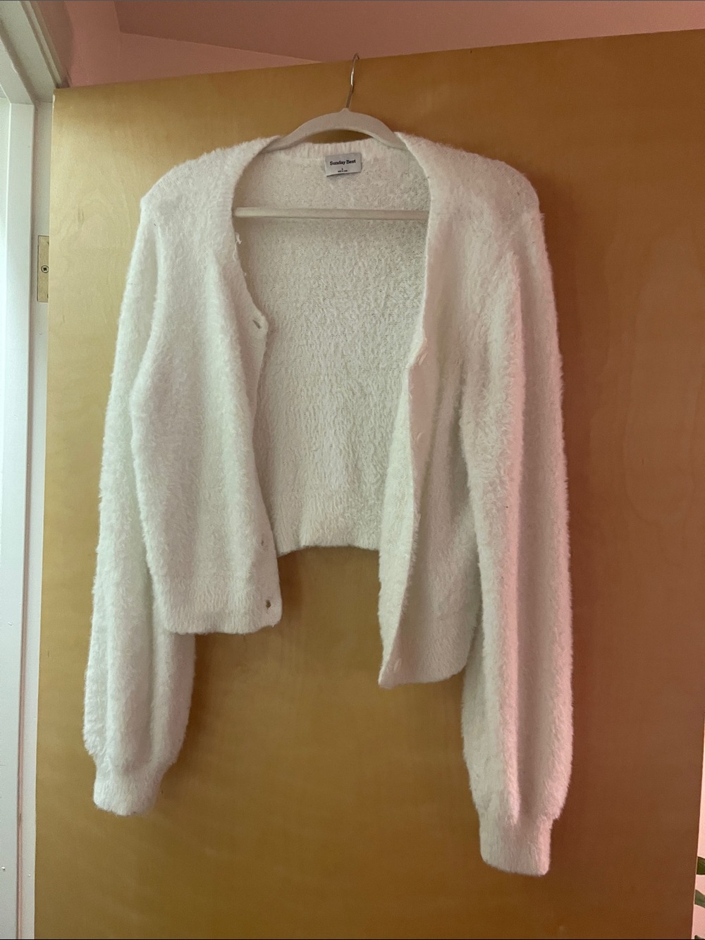 Sunday Best Off-White Plush Open Cardigan